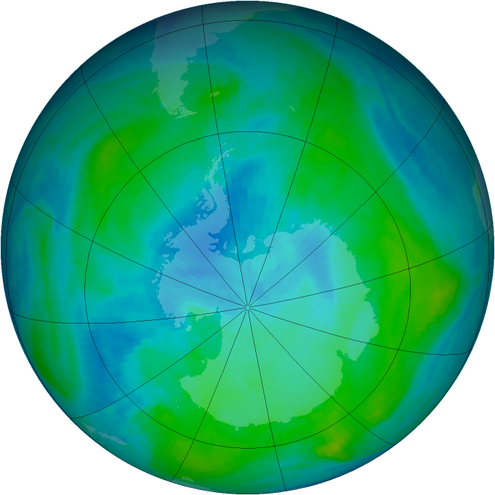 Antarctic ozone map for 11 February 1987